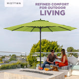 Midtown Umbrellas Push & Pop 10 Ft Patio Umbrellas with Push & Pop Mechanism, Fiberglass Ribs & Sunbrella Fabric – Outdoor Umbrella for Deck, Pool, Cafés and Hotels – Macaw Canopy, Black Pole