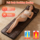 Full Body Massage Mat with Heat, 12 Vibration Nodes Massage Chair Pad with 3 Heating Levels, Multifunctional Full Body PU Relaxation Seat Back Massager with Head Neck Pillow for Home Office