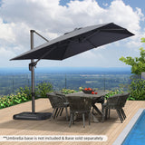 PURPLE LEAF Cantilever Umbrella 9' x 11.5' Rectangle 360° Rotation Grey