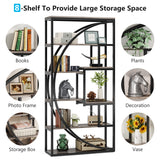 Tribesigns Bookshelf, Industrial 5-Tier Etagere Bookcase, 70.8" Tall Bookshelf with 8 Storage Shelf, Book Shelf Display Tack Shelving Unit for Home Office (Vintage Grey,2PC)