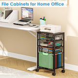 Sbanmao 4 Drawers Rolling File Cart, Under Desk Mobile Filing Cabinet with Wheels, File Cabinets, Black