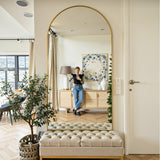Furnbar Floor Mirror, 78"x38" Oversized Full Length Mirror with Stand, Arched Full Body Mirror Standing Hanging Leaning Against Wall, Aluminum Frame Giant Mirrors for Bedroom Cloakroom, Gold