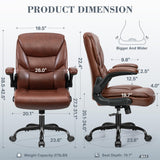 FelixKing Leather Office Chair, Small PU Ergonomic Desk Chairs, Comfy Computer Chair with Wheels and Flip-up