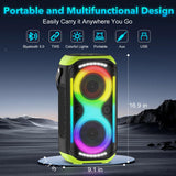TYOTY Bluetooth Speaker 160W Loud Wireless Outdoor Portable Big Powerful Deep Bass Sound TWS Large Home Party Speakers with Subwoofer LED Lights