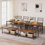 Garvee Dining Table Set for 4 with Bench and Chairs, 4-Piece Kitchen Table Set with Storage