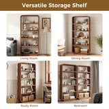 5-Tier Bookshelf, 71" Tall Bookcase, Open Display Shelves, Walnut