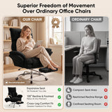 Cross Legged Office Chair with Footrest, Big and Tall Comfy Ergonomic Reclining Executive Chair Wide Seat with Flip-Down Armrests