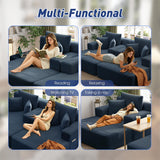 RENDGO 97 Inch Double Chaise Lounge Chair Indoor, Blue