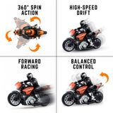 Liberty Imports 2.4G RC Remote Control Stunt Motorcycle with Riding Figure, 1:10 Scale High Speed Cross Country 360 Degree Rotation Drift Shockproof Racing Motorbike (Orange)
