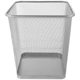 Kichvoe Square Mesh Office Garbage Bin Silver Iron Wastebasket
