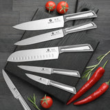 Kitchen Knife Set with Block and Built-in Sharpener, Japanese Stainless Steel 14-Piece Knife Set with Utility Knife, Dishwasher Safe, Non-Slip Ergonomic Handles