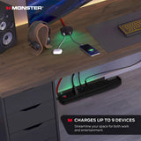 Monster Power Vertex Surge Protector with Detachable USB Power Strip (Black, Power Vertex XL)