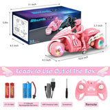 iappadore RC Motorcycle Toy with RGB Wheels Light, 360° Rotation High Speed Remote Control Dirt Bike with Rider, 2.4Ghz Off-Road Kids' Play Motorcycles for Girls Boys Age 5-12