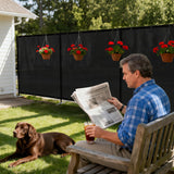 Windscreen4less Outdoor Privacy Fence Screen, 6'x12' Freestanding Privacy Fencing Set with Iron Poles and Ground Spikes
