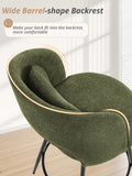 LUE BONA 26''H Swivel Bar Stools Set of 3, Counter Height Bar Stools with Backs, Lumbar Pillow and Black Metal Frames, Upholstered Modern Barstools for Kitchen Island, Chenille Farbic, Green