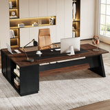78" L-Shaped Executive Desk, Large Office Desk with Drawers and File Cabinet