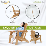 nevilywood Folding Adirondack Chairs Set of 4, HDPE Cup Holders, TeakBrown
