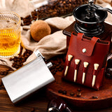 Remerry Golf Flask Gift Set 7 oz Stainless Steel Flask with Leather Case Golf Accessories (Brown)