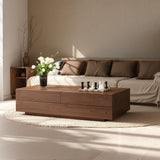 Pajiasen Mid-Century Modern Farmhouse 47.2-81.8" Expandable Coffee Table，Adjustable Center Table with Large Storage for Living Room, Walnut