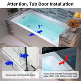 WOODBRIDGE 60" Acrylic Rectangular Alcove Soaking Bathtub in White with Left Drain, Chrome pop-up Drain Included, LB428-L