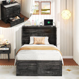 LUXOAK Twin Murphy Cabinet Bed with with Storage & Charging Station