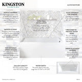 KINGSTON BRASS VTDE603122R 60-Inch Contemporary Alcove Acrylic Bathtub with Right Hand Drain and Overflow Holes, White