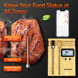 Wireless Meat Thermometer with 2 Meat Probes, 520 FT Bluetooth Meat Thermometer with Digital Food Thermometer for Remote Monitoring of BBQ Grill, Oven