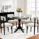 BONBEUR Wooden Dining Chairs Set of 4, Upholstered Kitchen Chairs with Solid Rubberwood Legs, Modern Farmhouse Dining Room Chairs, Cream White Linen Fabric & Black Legs