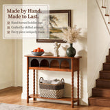 NKGIAG 100% Solid Wood Console Table for Entryway with 3-Tier Storage