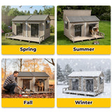 Extra Large Outdoor Wooden Dog House for 2 Dogs, Weatherproof Kennel