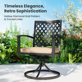 PHI VILLA 5 Pcs Outdoor Dining Set for 4&Round Metal Table