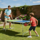 Goplus Foldable Ping Pong Table, 100% Preassembled Mini Table Tennis Table with Adjustable Height for Indoor Outdoor, Portable Table Tennis Set Includes Net, 2 Paddles, Balls