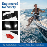 Snorkel Vest, Portable Inflatable Swim Vest Jackets for Snorkeling Swimming Diving Safety,Manual Inflatable Men's Women's Adjustable Vest for Swimming Fishing Outdoor Water Sports (330LB)(Black)