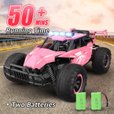 kolegend Remote Control Car for Girls 50+min Monster Trucks 20km/h 1:12 Scale 13 Inch All Terrains RC Truck with Flashing Chassis Lights Gift Toys for Girls Kids Boys