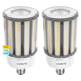 LUXRITE 80W/100W/120W LED Corn Light Bulb, 400W HID Equivalent, 3 CCT 3000K-5000K, Up to 17500 Lumens, Enclosed Fixture Rated, 100-277V, E39 Mogul Base - Street Light High Bay Indoor Outdoor 2-Pack
