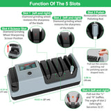 YOORLEAY 5 in 1 Electric Knife Sharpener-3 Rotational Speed Adjustable Electric Knife Sharpeners, Suitable for Straight Blade Knives, Serrated Knives, Meat Cleaver Knives, Ceramic Knives&Scissors