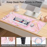 Wireless Charging Mouse Pad with Phone Holder, 31.5"x15.8" in, Pink Marble