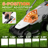 Litheli 40V (2 x 20V) 16" Electric Lawn Mower Cordless, Walk Behind Lawn Mower with 6-Height Adjust, Portable & Lightweight
