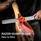 Sunnecko Professional BBQ Carving Knife Set, Slicing and Boning Knife for Meat Cutting,German High Carbon Stainless Steel Carving Knife for Meat and Turkey.