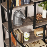 Tribesigns Bookshelf, Industrial 5-Tier Etagere Bookcase, 70.8" Tall Bookshelf with 8 Storage Shelf, Book Shelf Display Tack Shelving Unit for Home Office (Vintage Grey,2PC)
