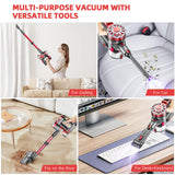 WLOTPO Vacuum Cleaner for Home,Stick Vacuum Cordless Rechargeable up to 35 Mins Runtime, Hardwood Floor Vacuum for Pet Hair,Carpets,Tile(Red)
