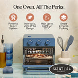 Our Place Wonder Oven | 6-in-1 Stainless Steel Air Fryer Toaster Oven Combo with Basket, Rack, Pan & Tray | Compact 13 QT Countertop Capacity - Toast, Roast, Bake, Reheat, Broil & Steam | Blue Salt