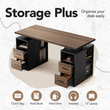 55" Standing Desk with Drawers, Executive Electric Height Adjustable Stand Up Desk with Storage