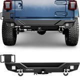 OEDRO Rear Bumper w/ 2 LED Lights Fits for 18-26 Jeep Wrangler JL 4Dr/ 2Dr