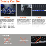Saltwater Fishing Cast Net for Bait Trap with Heavy Sinkers Fish Throw Net（3/8 Inch Mesh）, 3FT(90cm) Radius) Drasry