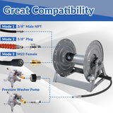 FIXFANS Pressure Washer Hose Reel 300FT x 3/8" / 500FT x 1/4", Manual Crank