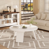 IDEALHOUSE 33.5" Round Coffee Table, Modern Circle Center Table with Inclined Legs, Accent Cocktail Tables for Living Room, Bedroom, Easy Assembly, White