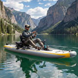 Danrelax Inflatable Kayak with Pedal System, 12ft Premium PVC Fishing Kayak, Portable & Lightweight with Rudder System, Aluminum Seat, and Accessories Included, Grey & Yellow(HIN Included)