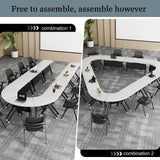Mobile Modular Meeting Room Table with Locking Wheels, Flip Top Small Conference Table for School