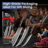 SYOKAMI Butcher Knife Set, 3 PCS Kitchen Knives Set for Cutting, Meat Cleaver Chef Knife Set, Japanese Style High Carbon Steel Knives Set, Chopping & Slicing & Boning for Home and BBQ, Ideal for Gift